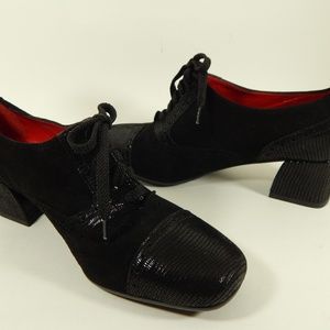 Amalfi NEW Lace UP Block oxford Heels Black